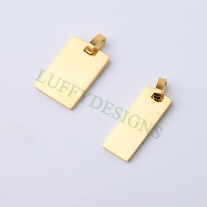 5pcs Gold Rectangle Charm Pendant, Rectangle Pendant Blank, DIY Engraving Supplies, Ready to Engrave, 18K Gold plated 316L Stainless Steel