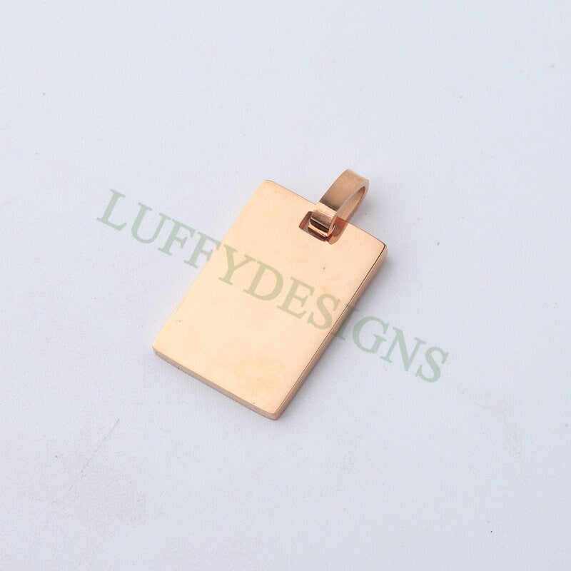 5pcs Gold Rectangle Charm Pendant, Rectangle Pendant Blank, DIY Engraving Supplies, Ready to Engrave, 18K Gold plated 316L Stainless Steel