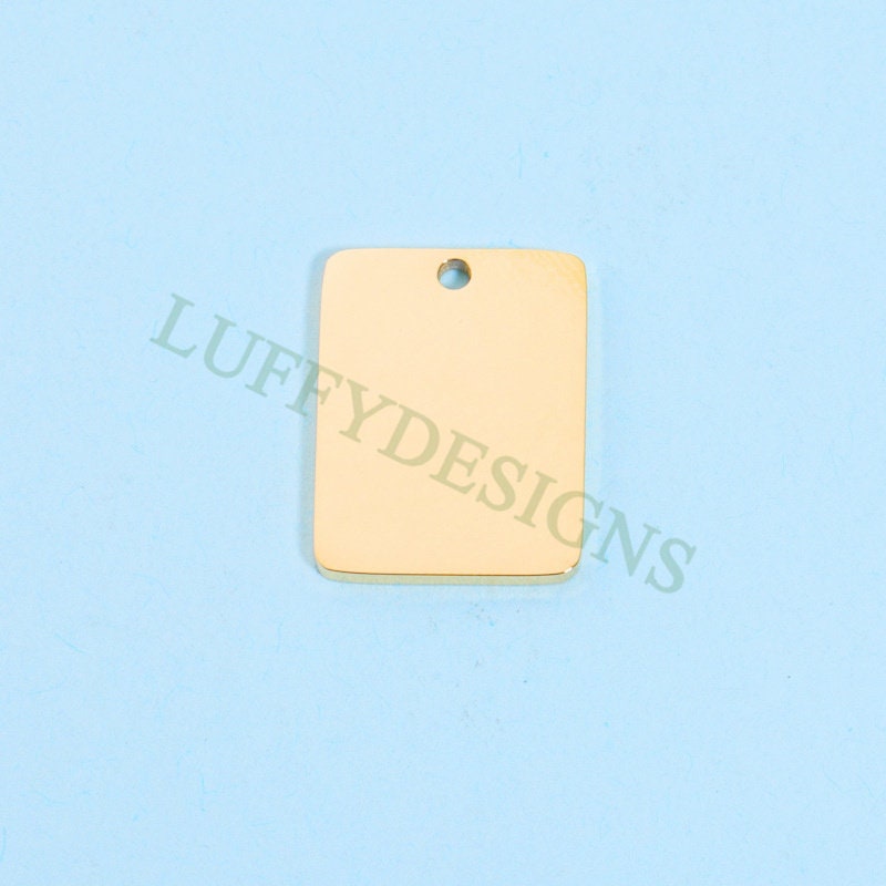 10pcs Gold Rectangle Charm Pendant, Rectangle Pendant Blank, DIY Engraving Supplies, Ready to Engrave, 18K Gold plated 316L Stainless Steel