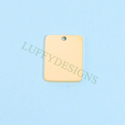 10pcs Gold Rectangle Charm Pendant, Rectangle Pendant Blank, DIY Engraving Supplies, Ready to Engrave, 18K Gold plated 316L Stainless Steel