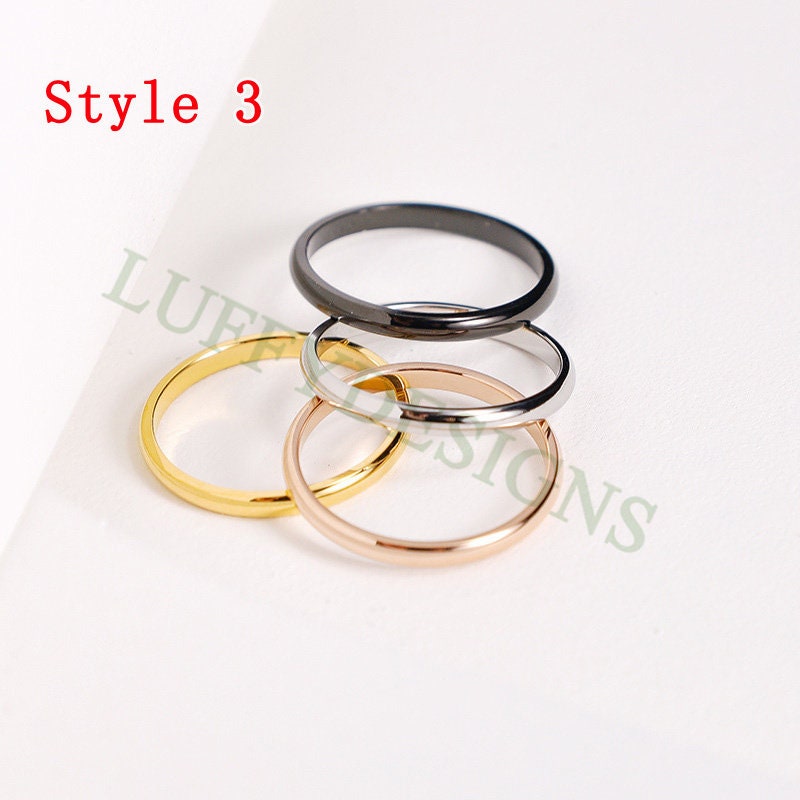 10pcs Gold Thin Ring, Dainty Ring, Gold Minimalist Ring, Stacking Ring, Simple Matte Ring, 18K Gold Stainless Steel Ring, Wedding Band Ring