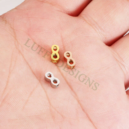 10pcs Infinity Beads Charm, Infinity Beads 8mm, Infinity Beads Pendant, Small Infinity Charm, Stainless Steel Charm, Infinity Link