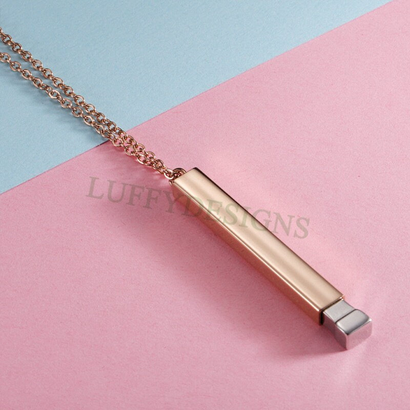 2pcs Blank Bar Necklace, Hidden Message Necklace, Gold Stainless Steel Blanks, Secret Message Blank Bars, Hidden Message Pendant Supplies