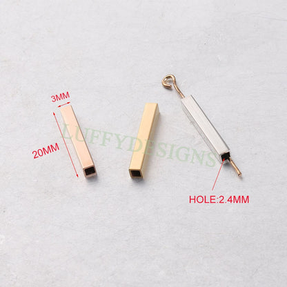 10pcs Rectangle Beads 17x5mm, Gold Beads, Geometric Beads, Rectangle Spacer Beads Charm for Bracelet Necklace Supply, 18K Gold plated Steel