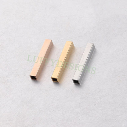 10pcs Rectangle Beads 17x5mm, Gold Beads, Geometric Beads, Rectangle Spacer Beads Charm for Bracelet Necklace Supply, 18K Gold plated Steel