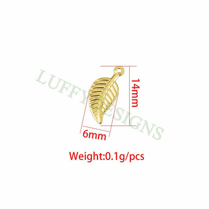 50pcs 14x6mm Stainless Steel Leaf Charm Pendants, Leaf Pendants, Leaf Pendant Links, Single Holes Leaf Supplies, Jewelry Findings