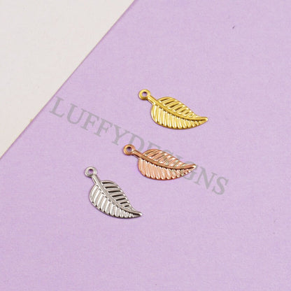 50pcs 14x6mm Stainless Steel Leaf Charm Pendants, Leaf Pendants, Leaf Pendant Links, Single Holes Leaf Supplies, Jewelry Findings