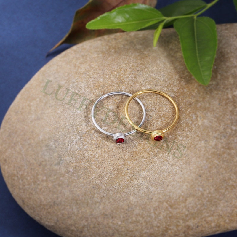 10pcs Colorful Crystal Zircon Ring, Swarovski Birthstone Ring, Steel Ring, Gold Round Ring, Birthstone Gemstone CZ Ring, Wholesale Ring