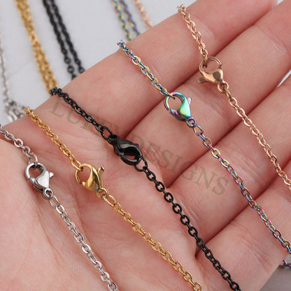 10Pcs Half Finished Necklace, Flat Oval Cable Chain With 2 Jump Rings, 18k Gold /Rose Gold plated 316L Stainless Steel, Necklace Supplies