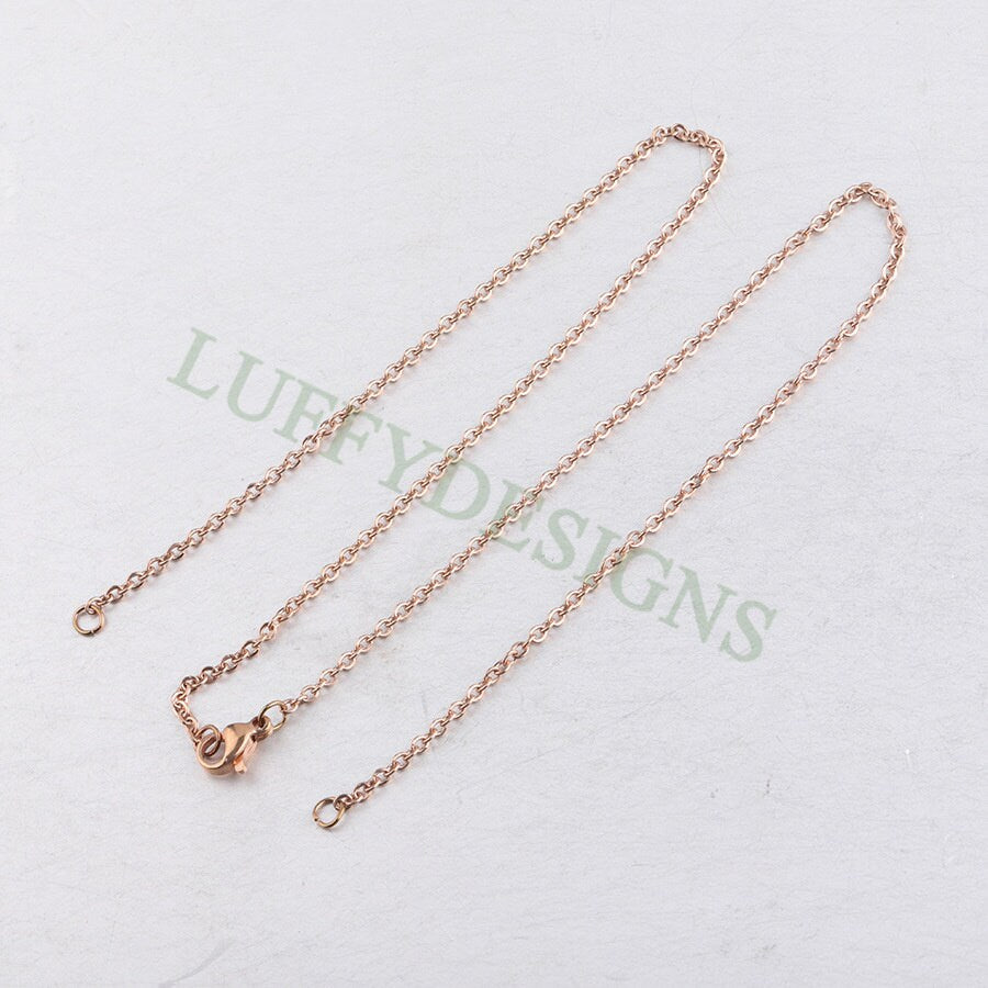 10Pcs Half Finished Necklace, Flat Oval Cable Chain With 2 Jump Rings, 18k Gold /Rose Gold plated 316L Stainless Steel, Necklace Supplies