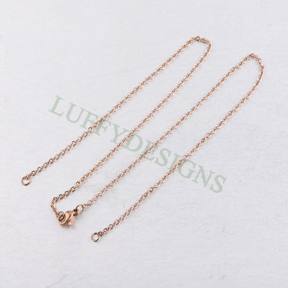 10Pcs Half Finished Necklace, Flat Oval Cable Chain With 2 Jump Rings, 18k Gold /Rose Gold plated 316L Stainless Steel, Necklace Supplies