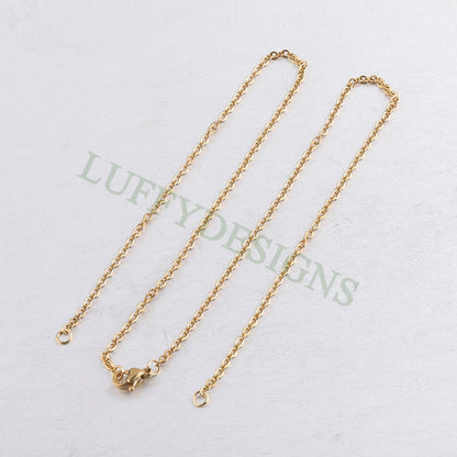 10Pcs Half Finished Necklace, Flat Oval Cable Chain With 2 Jump Rings, 18k Gold /Rose Gold plated 316L Stainless Steel, Necklace Supplies