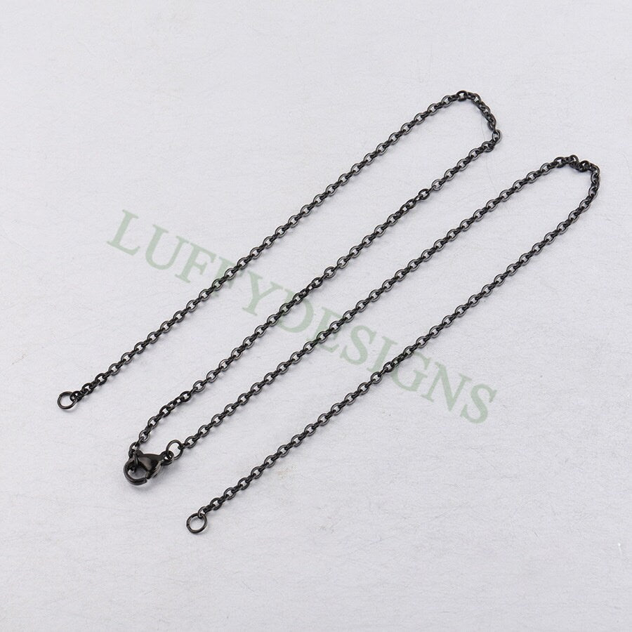 10Pcs Half Finished Necklace, Flat Oval Cable Chain With 2 Jump Rings, 18k Gold /Rose Gold plated 316L Stainless Steel, Necklace Supplies