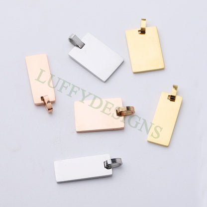 5pcs Gold Rectangle Charm Pendant, Rectangle Pendant Blank, DIY Engraving Supplies, Ready to Engrave, 18K Gold plated 316L Stainless Steel