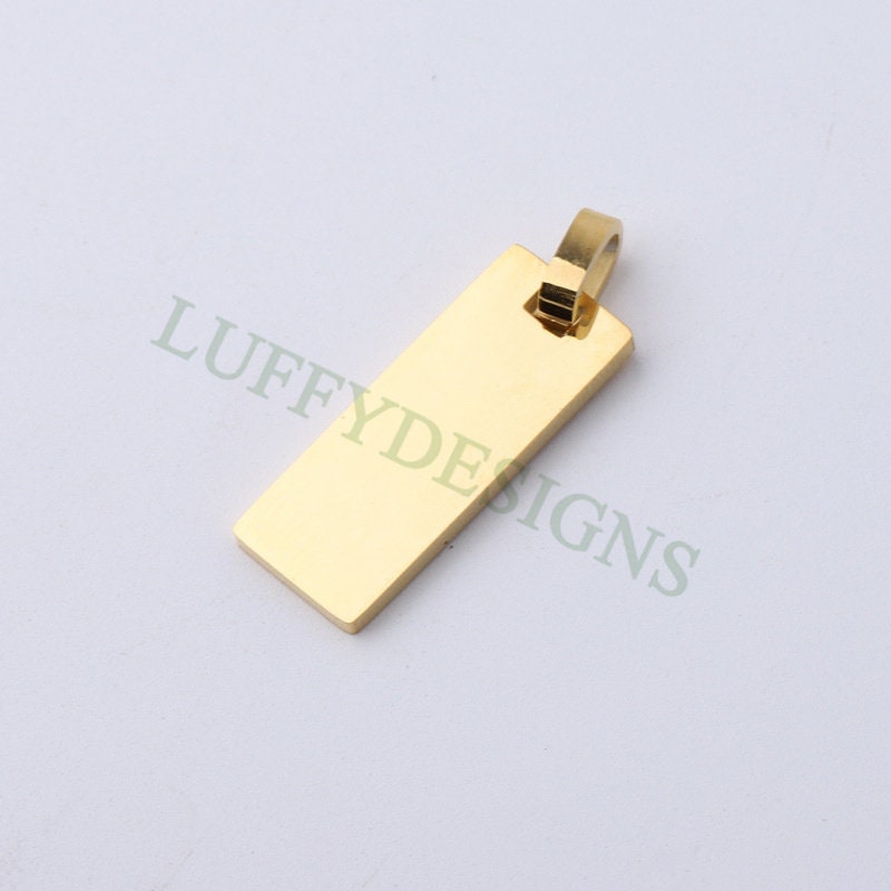 5pcs Gold Rectangle Charm Pendant, Rectangle Pendant Blank, DIY Engraving Supplies, Ready to Engrave, 18K Gold plated 316L Stainless Steel