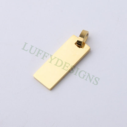 5pcs Gold Rectangle Charm Pendant, Rectangle Pendant Blank, DIY Engraving Supplies, Ready to Engrave, 18K Gold plated 316L Stainless Steel