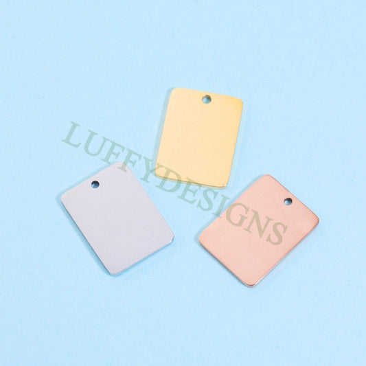 10pcs Gold Rectangle Charm Pendant, Rectangle Pendant Blank, DIY Engraving Supplies, Ready to Engrave, 18K Gold plated 316L Stainless Steel
