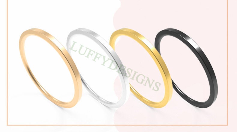 10pcs Gold Thin Ring, Dainty Ring, Gold Minimalist Ring, Stacking Ring, Simple Matte Ring, 18K Gold Stainless Steel Ring, Wedding Band Ring