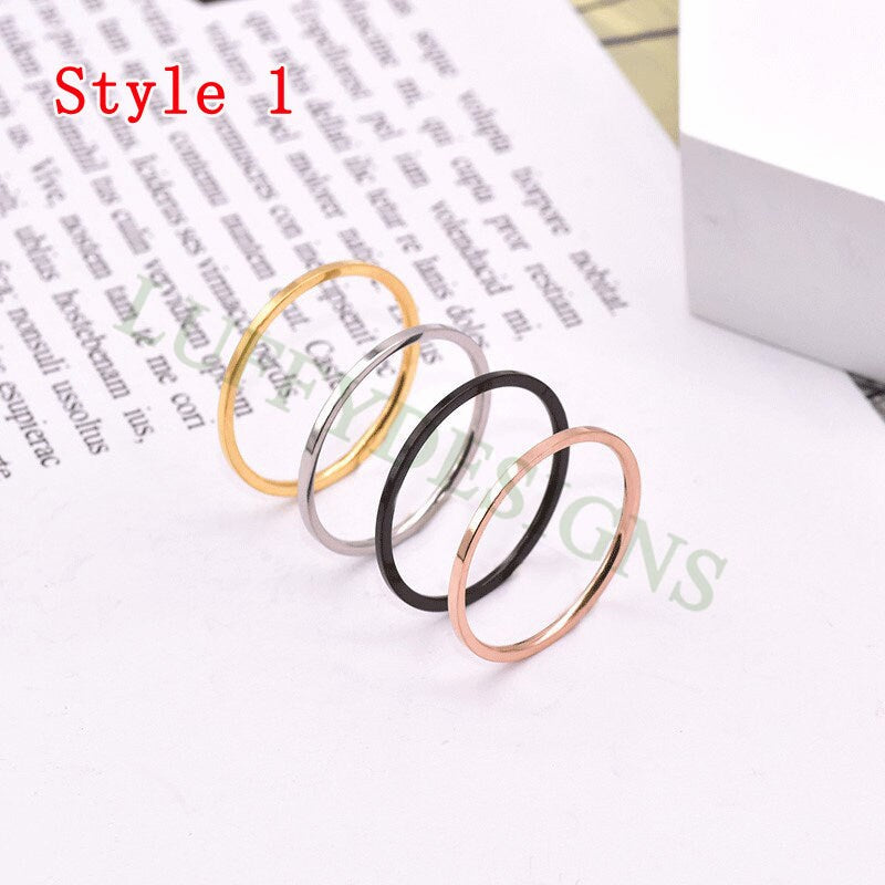 10pcs Gold Thin Ring, Dainty Ring, Gold Minimalist Ring, Stacking Ring, Simple Matte Ring, 18K Gold Stainless Steel Ring, Wedding Band Ring