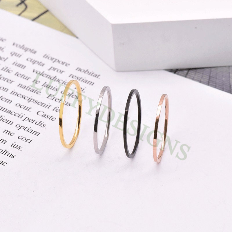10pcs Gold Thin Ring, Dainty Ring, Gold Minimalist Ring, Stacking Ring, Simple Matte Ring, 18K Gold Stainless Steel Ring, Wedding Band Ring