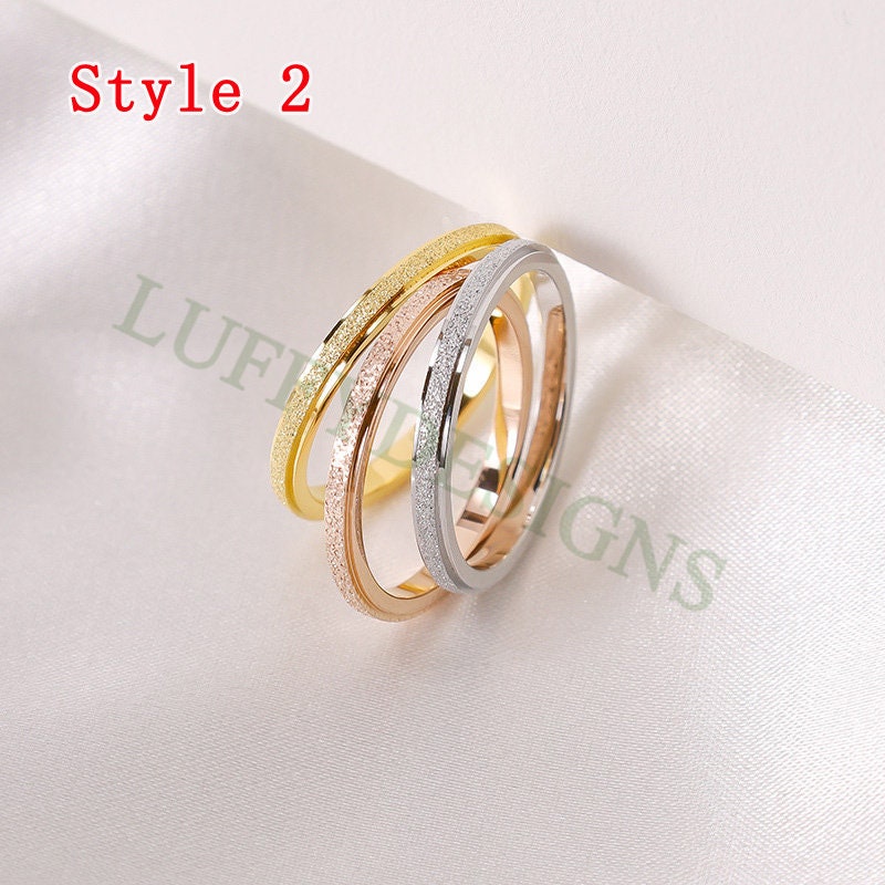 10pcs Gold Thin Ring, Dainty Ring, Gold Minimalist Ring, Stacking Ring, Simple Matte Ring, 18K Gold Stainless Steel Ring, Wedding Band Ring