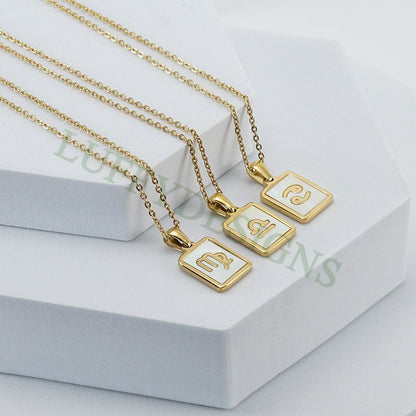 5pcs Zodiac Constellation Necklace, Shell Horoscope Pendant, Mother of Pearl Astrology Zodiac Sign Necklace, Steel Astrological Necklace