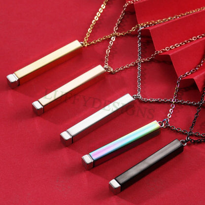 2pcs Blank Bar Necklace, Hidden Message Necklace, Gold Stainless Steel Blanks, Secret Message Blank Bars, Hidden Message Pendant Supplies