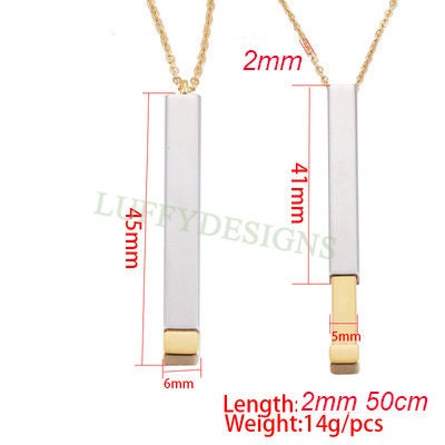 2pcs Blank Bar Necklace, Hidden Message Necklace, Gold Stainless Steel Blanks, Secret Message Blank Bars, Hidden Message Pendant Supplies