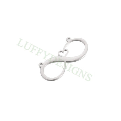 10pcs Infinity Charms Pendant, Love Infinity Pendant for Necklace 37x17mm, Large Infinity Charm with Heart, 18K Gold plated Stainless Steel