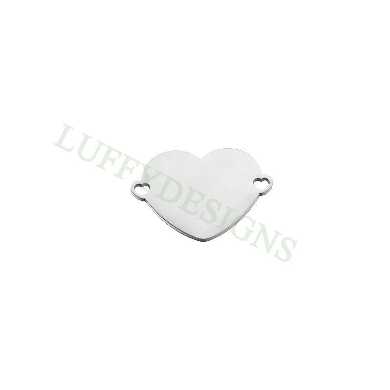10pcs Heart Charms with Heart Loops, Large Love Charm, Gold /Rose Gold Stainless Steel Heart, Heart Charms Pendant, Love Charms Connector