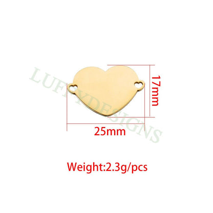 10pcs Heart Charms with Heart Loops, Large Love Charm, Gold /Rose Gold Stainless Steel Heart, Heart Charms Pendant, Love Charms Connector