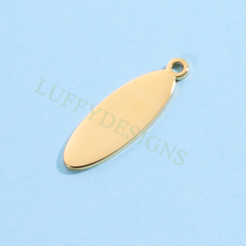 10pc Oval Tags, 23x7mm /23x14mm Blank Stamping Charm Pendant, Metal Stamping Blanks Charm, Engravable Oval Blank, Gold Stainless Steel