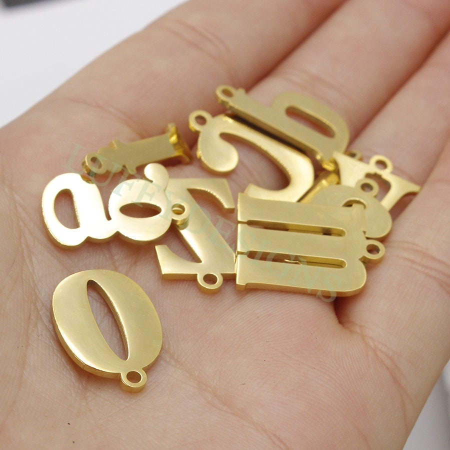 Lowercase Letter Charm 17mm, Alphabet Charm Pendant, Gold Letter Charm, 26 Letters Initial Charms, Gold Plated Stainless Steel,High Polished