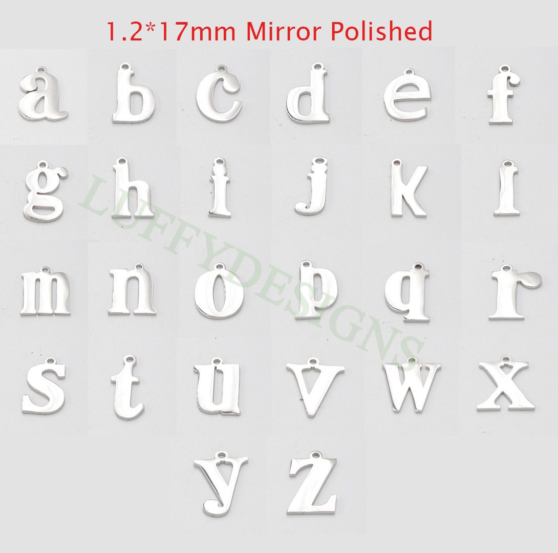 Lowercase Letter Charm 17mm, Alphabet Charm Pendant, Gold Letter Charm, 26 Letters Initial Charms, Gold Plated Stainless Steel,High Polished