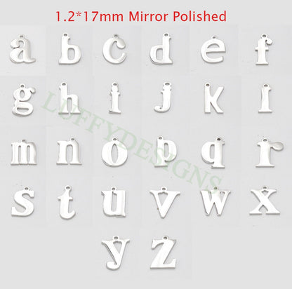 Lowercase Letter Charm 17mm, Alphabet Charm Pendant, Gold Letter Charm, 26 Letters Initial Charms, Gold Plated Stainless Steel,High Polished