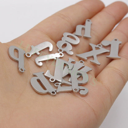 Lowercase Letter Charm 17mm, Alphabet Charm Pendant, Gold Letter Charm, 26 Letters Initial Charms, Gold Plated Stainless Steel,High Polished