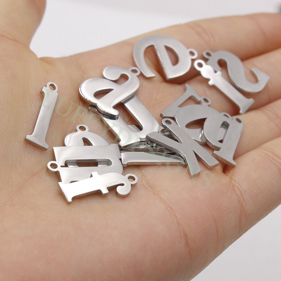 Lowercase Letter Charm 17mm, Alphabet Charm Pendant, Gold Letter Charm, 26 Letters Initial Charms, Gold Plated Stainless Steel,High Polished