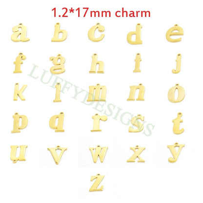 Lowercase Letter Charm 17mm, Alphabet Charm Pendant, Gold Letter Charm, 26 Letters Initial Charms, Gold Plated Stainless Steel,High Polished