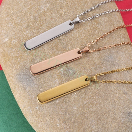 10pcs 3D Bar Blank Necklace, Gold Stainless Steel Blank Bars, Stamping 3D Bar Necklace, DIY Engraving Supplies, Ready to Stamp,Engraving Bar