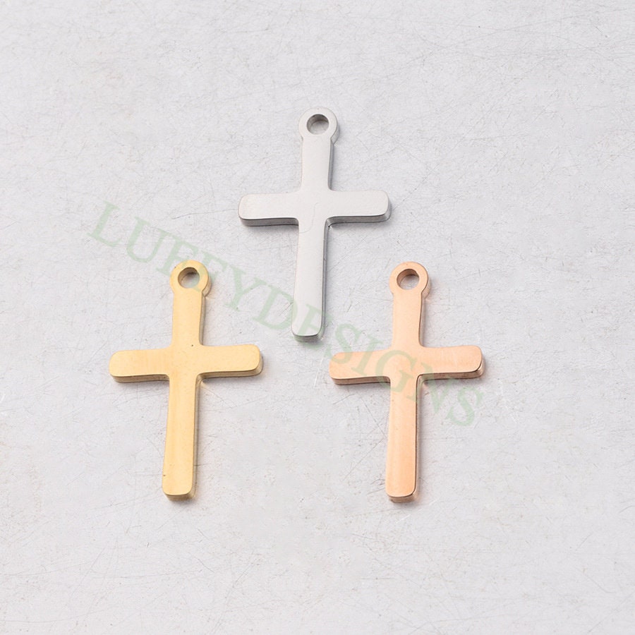 10pcs Cross Charm, Gold Cross Pendant, Christian Pendant, Communion Charm, Jesus Charm, Christian Charm,Catholic Charm,Mirror Polished Cross