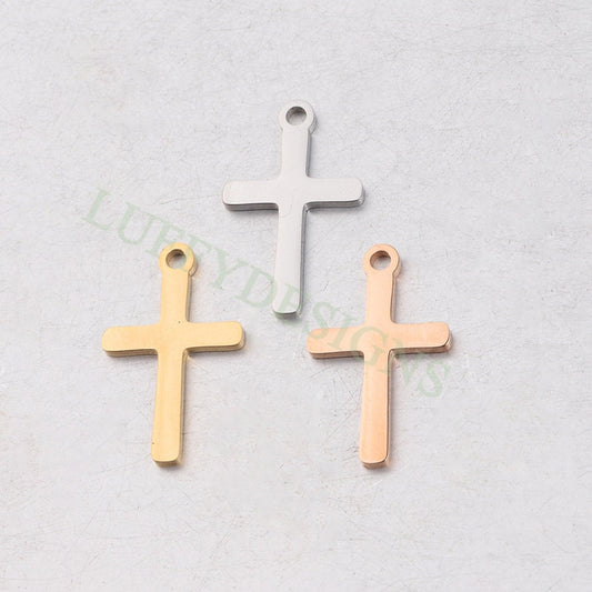 10pcs Cross Charm, Gold Cross Pendant, Christian Pendant, Communion Charm, Jesus Charm, Christian Charm,Catholic Charm,Mirror Polished Cross