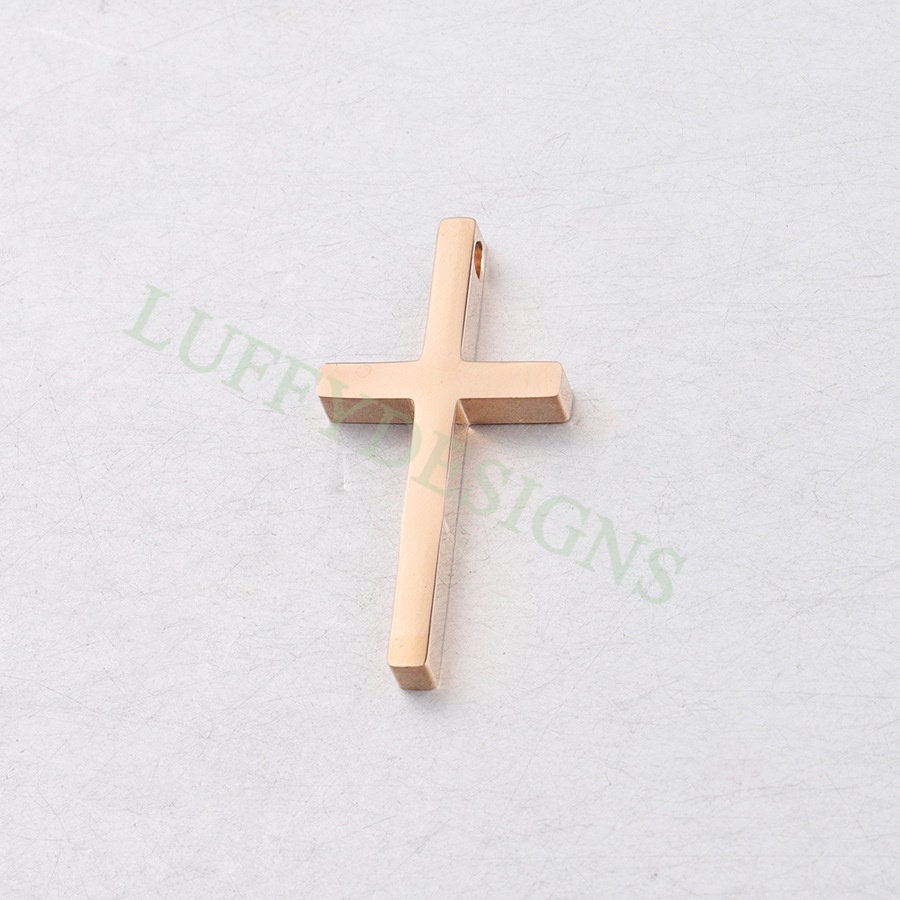 10pcs Cross Bead Charms, Gold Steel Cross Beads, Jewelry Making Supplies, Communion Findings, Jesus Charm, Christian Charm, Catholic Charm