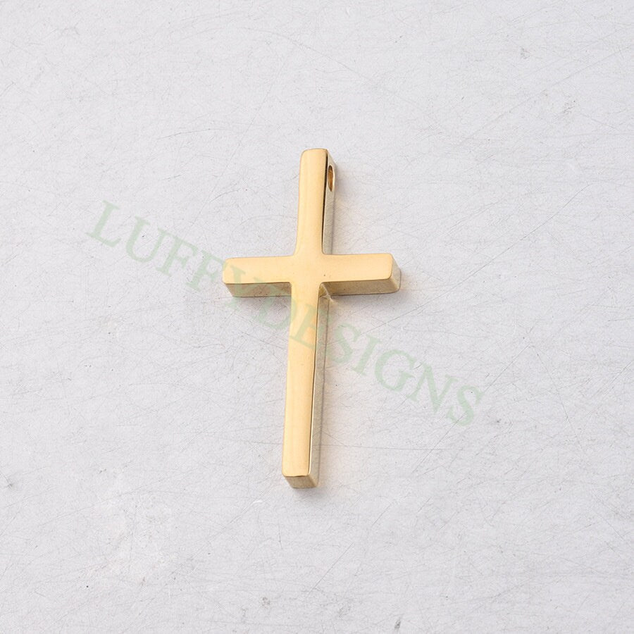 10pcs Cross Bead Charms, Gold Steel Cross Beads, Jewelry Making Supplies, Communion Findings, Jesus Charm, Christian Charm, Catholic Charm