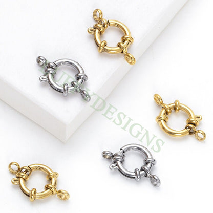 10Pcs Gold Spring Clasp, 18K Gold plated 304 stainless steel, Round Gold Spring Clasp, Gold Clasp, Whloesale Jewelry Making Supplies,10-18mm