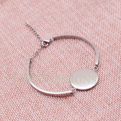 5pcs Steel Bracelet, Blank Bracelet Cuff, Bezel Bracelet Bangle, 18mm /20mm /25mm Round Setting, Bracelet Base Setting, Bangle Bezel Tray