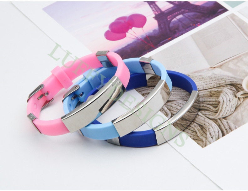 5pcs Medical ID Bracelet, Silicone & Stainless Steel Medical Alert ID Bracelet, Personalized Emergency Bracelet, Adjustable Allergy Bracelet