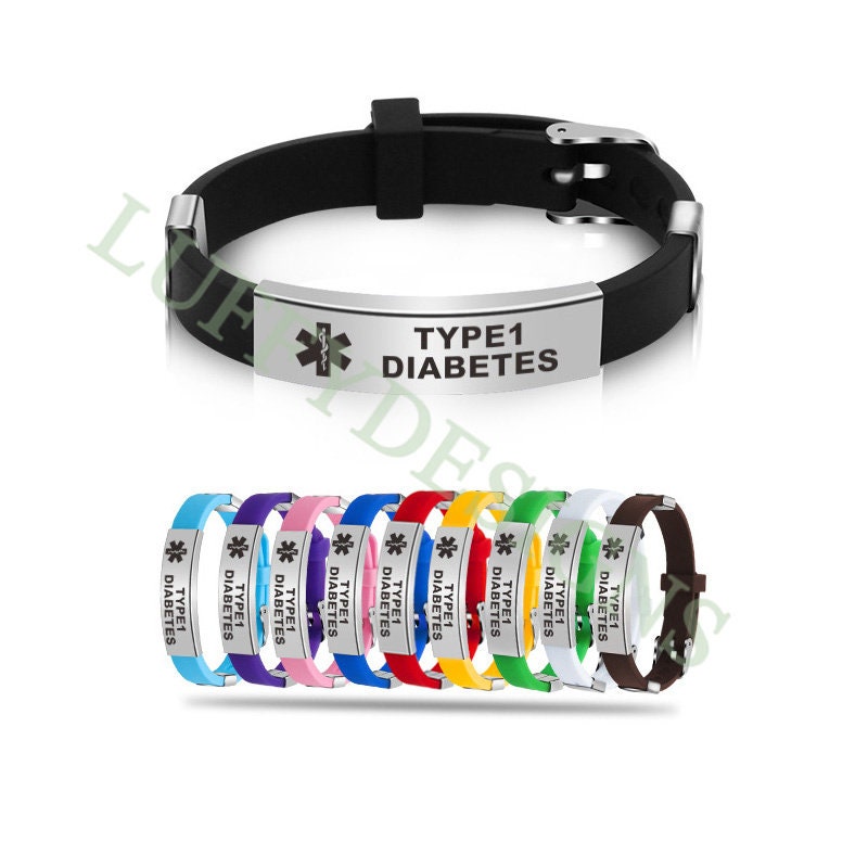 5pcs Medical ID Bracelet, Silicone & Stainless Steel Medical Alert ID Bracelet, Personalized Emergency Bracelet, Adjustable Allergy Bracelet