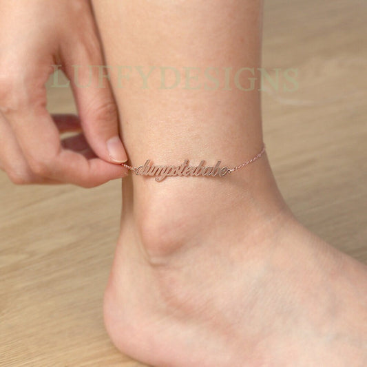 Personalized Anklet, Custom Name Anklet, Gold Name Anklet, Customized Initial Anklet Gift, Summer Beach Anklet, Birthday Gifts for Her