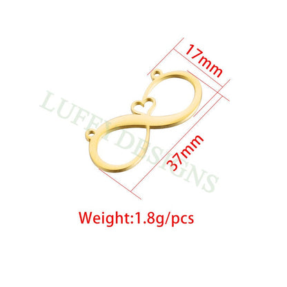 10pcs Infinity Charms Pendant, Love Infinity Pendant for Necklace 37x17mm, Large Infinity Charm with Heart, 18K Gold plated Stainless Steel
