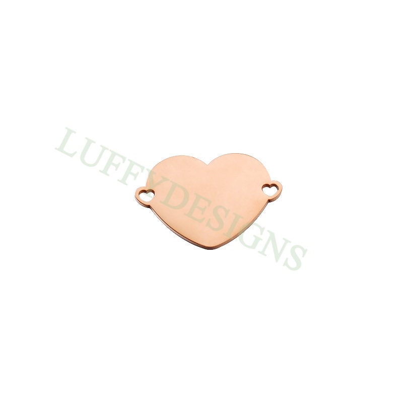 10pcs Heart Charms with Heart Loops, Large Love Charm, Gold /Rose Gold Stainless Steel Heart, Heart Charms Pendant, Love Charms Connector
